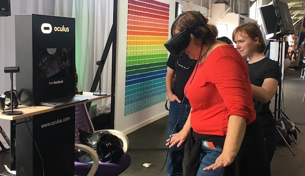 An attendee experiences the fully immersive VR experience firsthand.