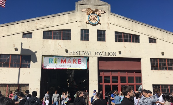 The busy festival pavilion at Re:Make.