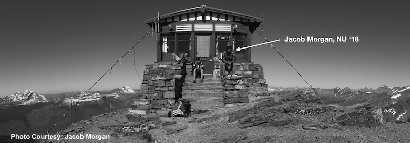 Jacob Morgan and fellow hikers pictured atop Swiftcurrent Mountain in a photo taken by his camera.