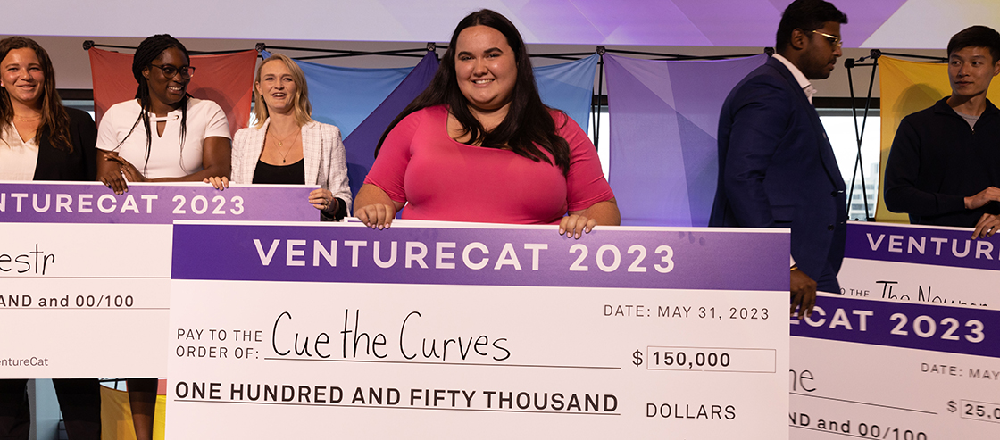 Charlotte Oxnam earned the $150,000 prize for her company’s plus-size shopping app